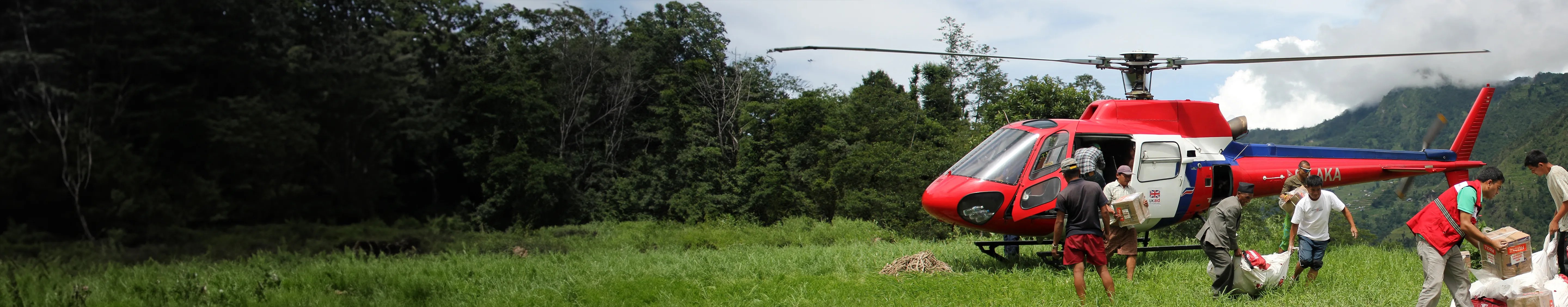 Red cross helping people in Nepal