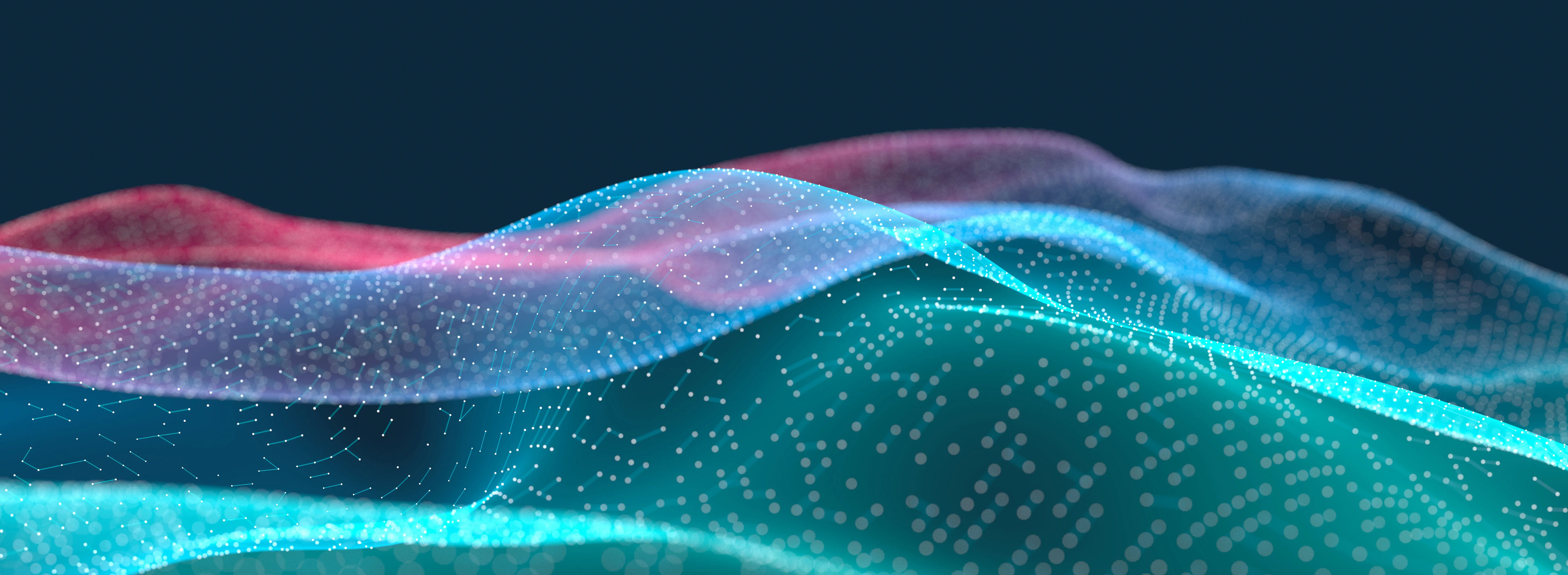 Cyber-like image of green and red light waves